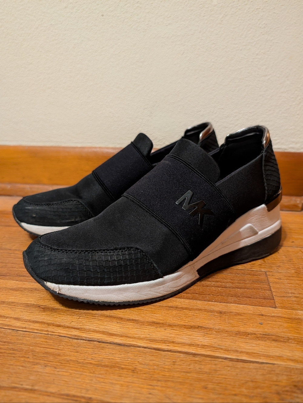 Michael Kors Sport Wedge Chrome Edge Slip On Sneakers